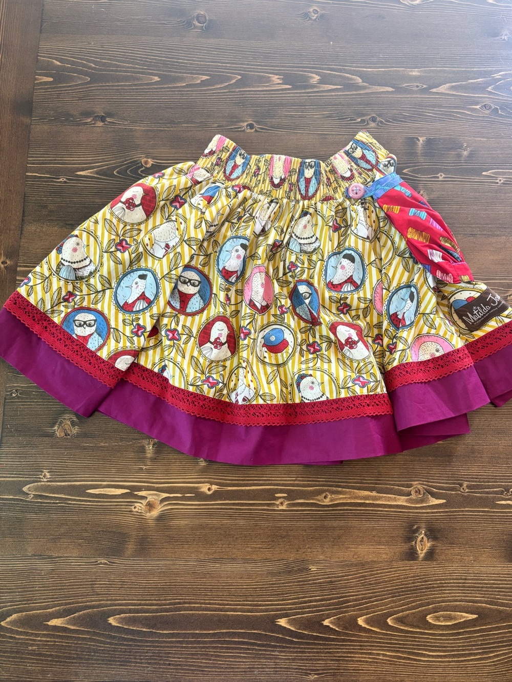 Matilda Jane Yellow Stripe Skirt with Pink and Blue Accents
